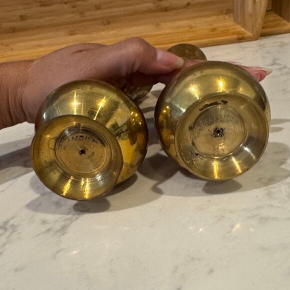 vintage brass vase made in India, etched floral foliage patterns mid-century 2X - Picture 7 of 8